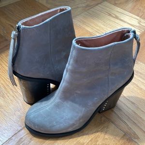 Jeffrey Campbell High Heel Reverb Silver Grey Leather Boots 8.5M